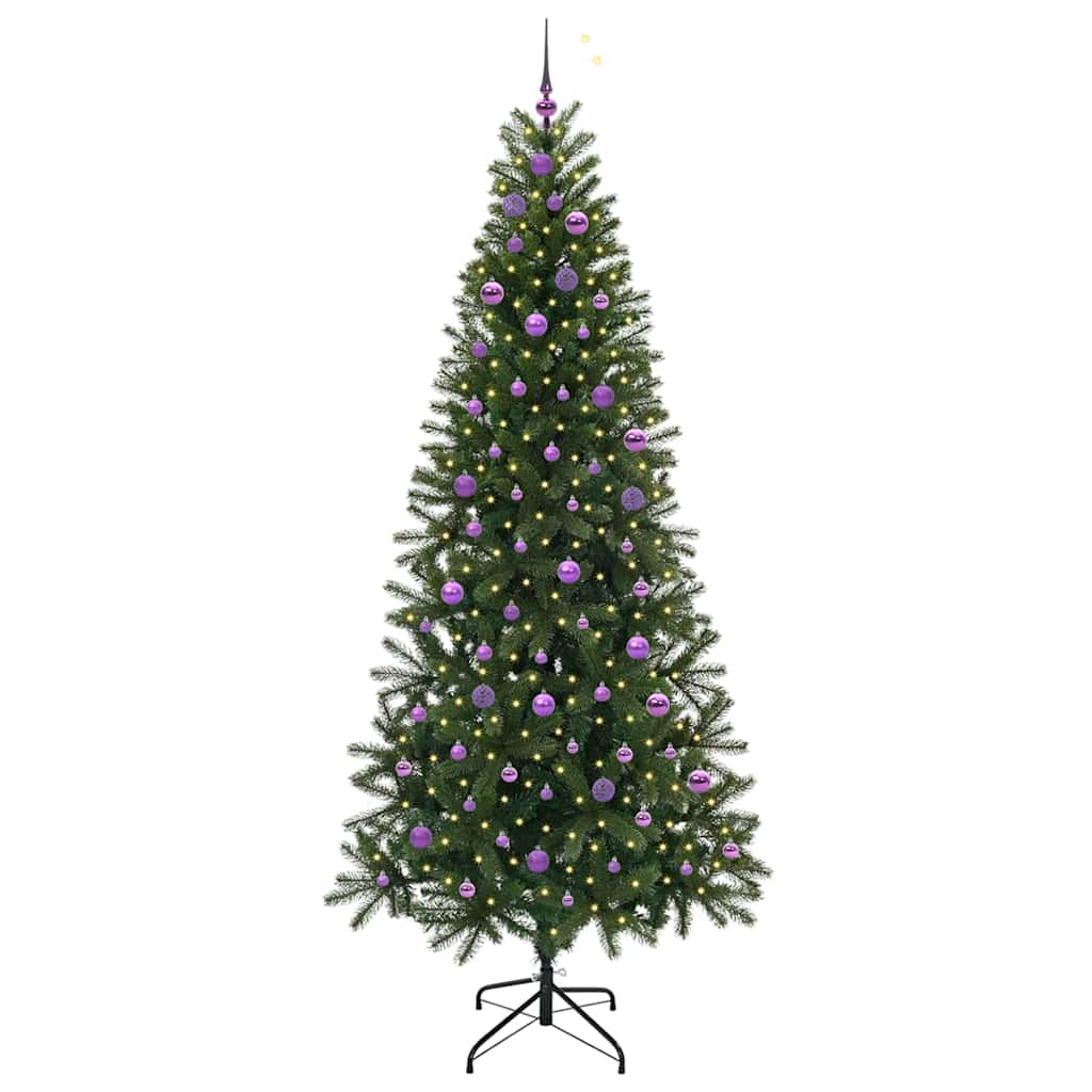 Kunstigt juletræ med 300 LED'er Grøn 240 cm PE og PVC