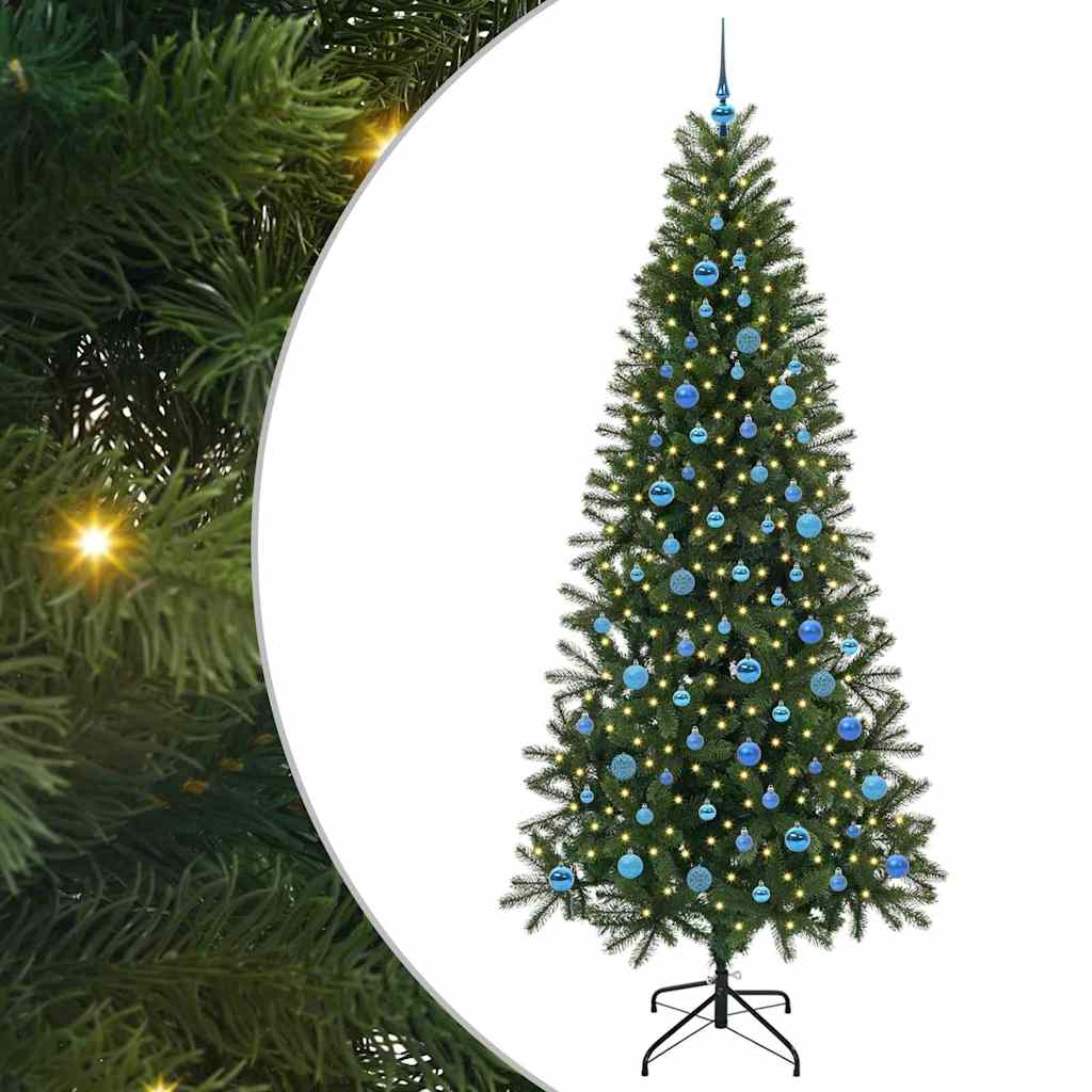 Kunstigt juletræ med 300 LED'er Grøn 240 cm PE og PVC