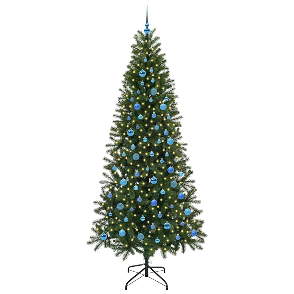 Kunstigt juletræ med 300 LED'er Grøn 240 cm PE og PVC