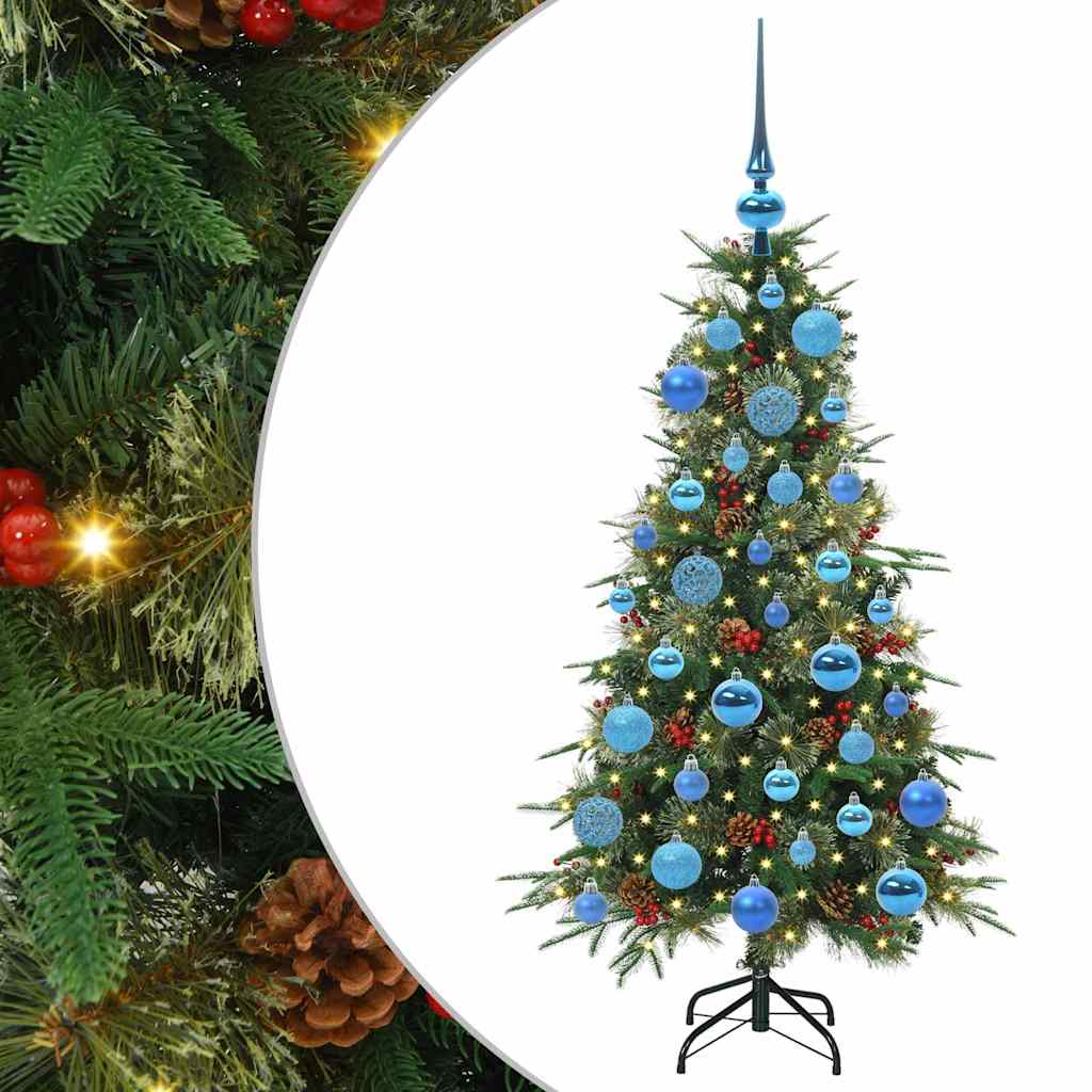 Kunstigt Hinged Juletræ med 150 LED'er Grøn 120 cm PE og PVC