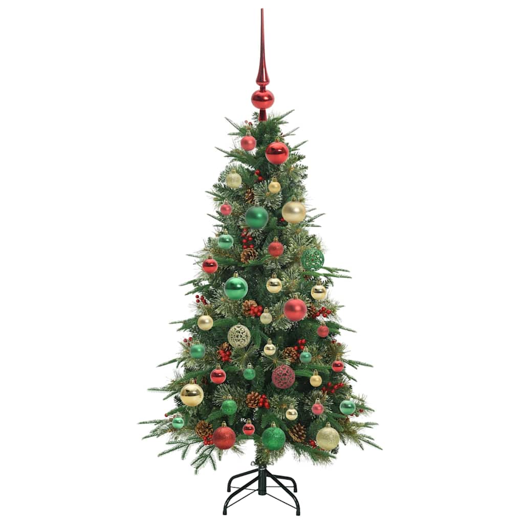 Kunstigt Hinged Juletræ med 150 LED'er Grøn 120 cm PE og PVC