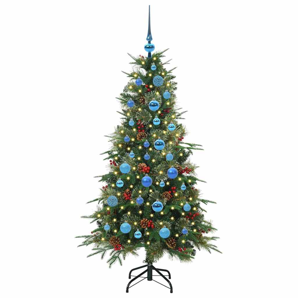 Kunstigt Hinged Juletræ med 150 LED'er Grøn 150 cm PE og PVC