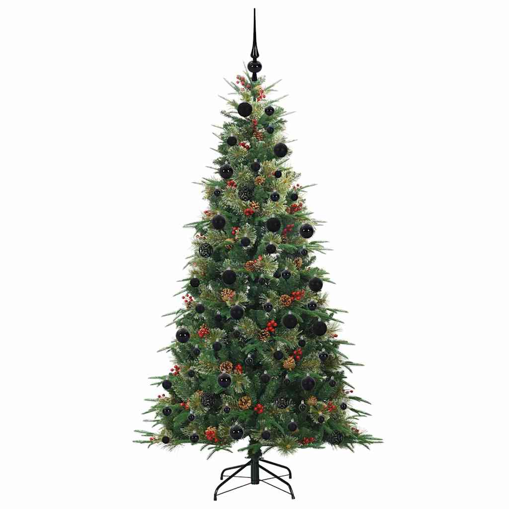 Kunstigt Hinged Juletræ med 300 LED'er Grøn 210 cm PE og PVC