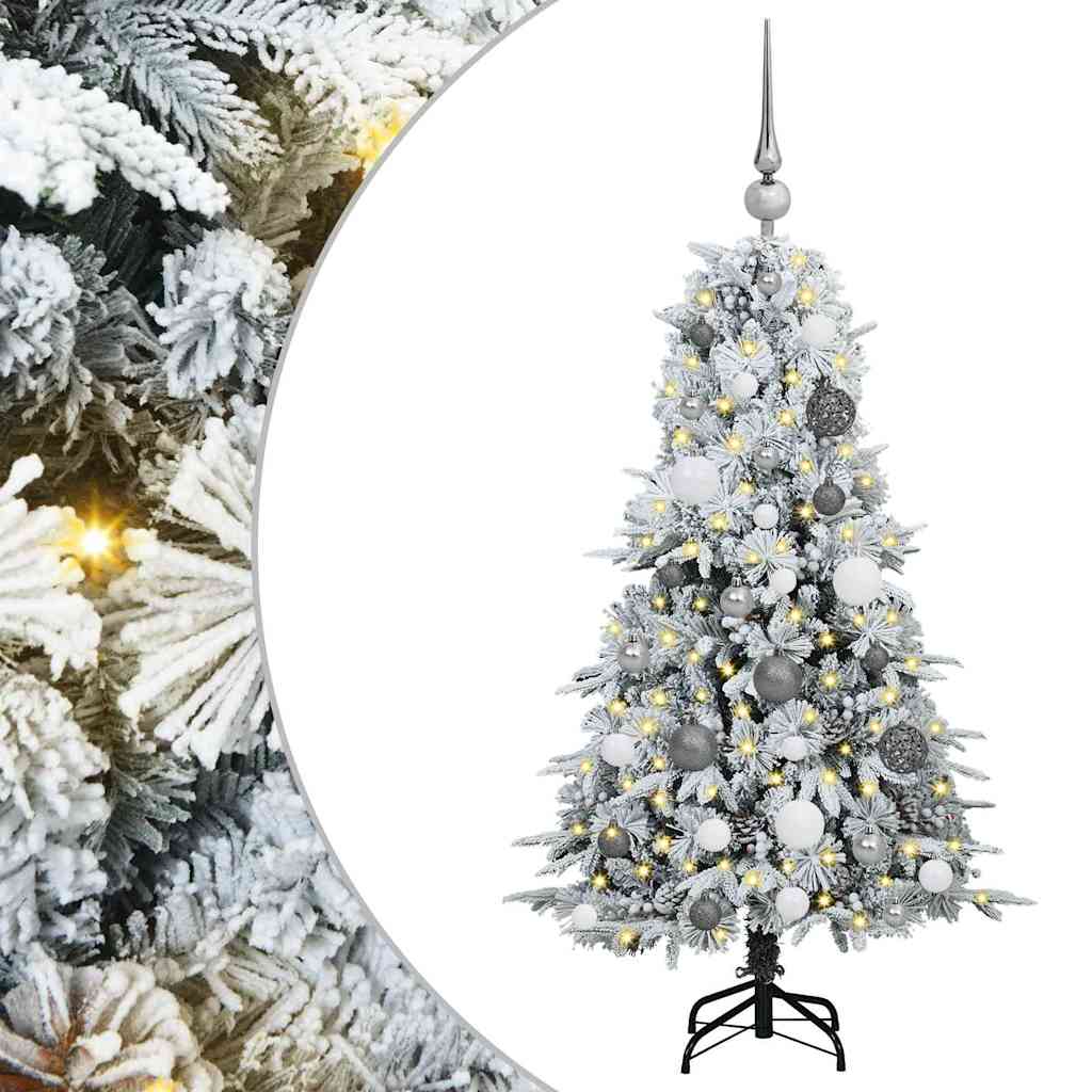 Kunstigt Hinged Juletræ med 150 LED'er Hvid 120 cm PE og PVC