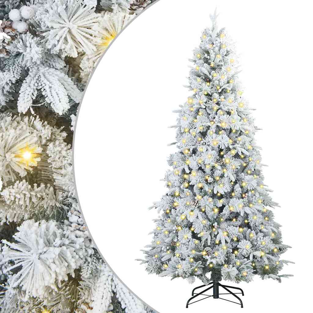 Kunstigt Hinged Juletræ med 300 LED'er Hvid 180 cm PE og PVC