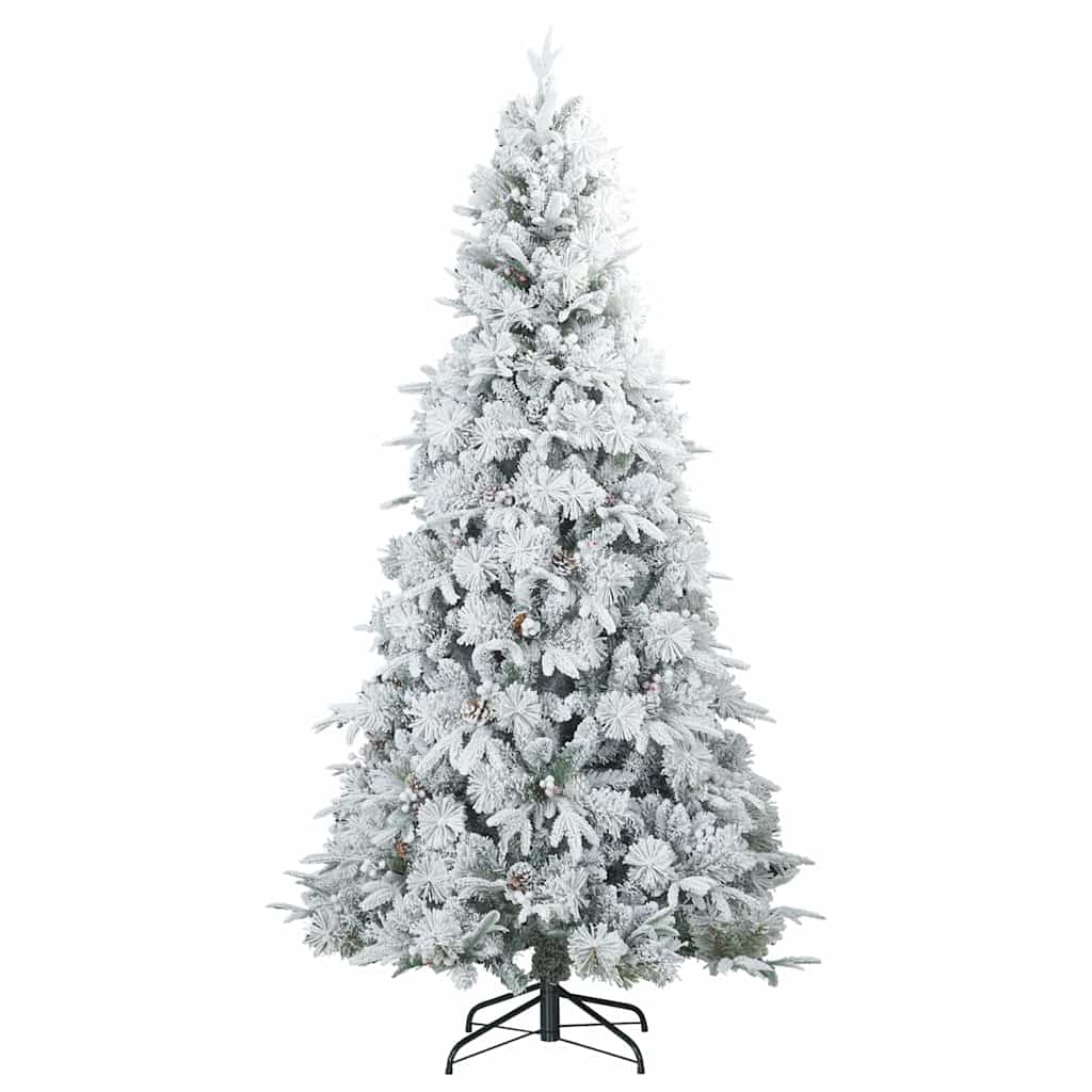 Kunstigt Hinged Juletræ med 300 LED'er Hvid 240 cm PE og PVC