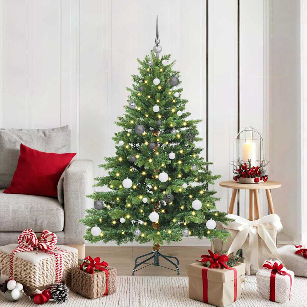 Kunstigt juletræ med 150 LED'er Grøn 150 cm PE og PVC