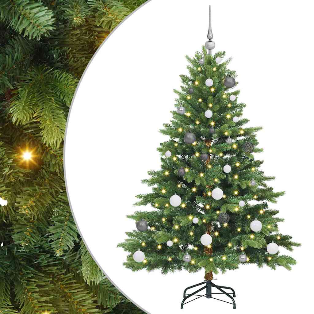 Kunstigt juletræ med 150 LED'er Grøn 150 cm PE og PVC