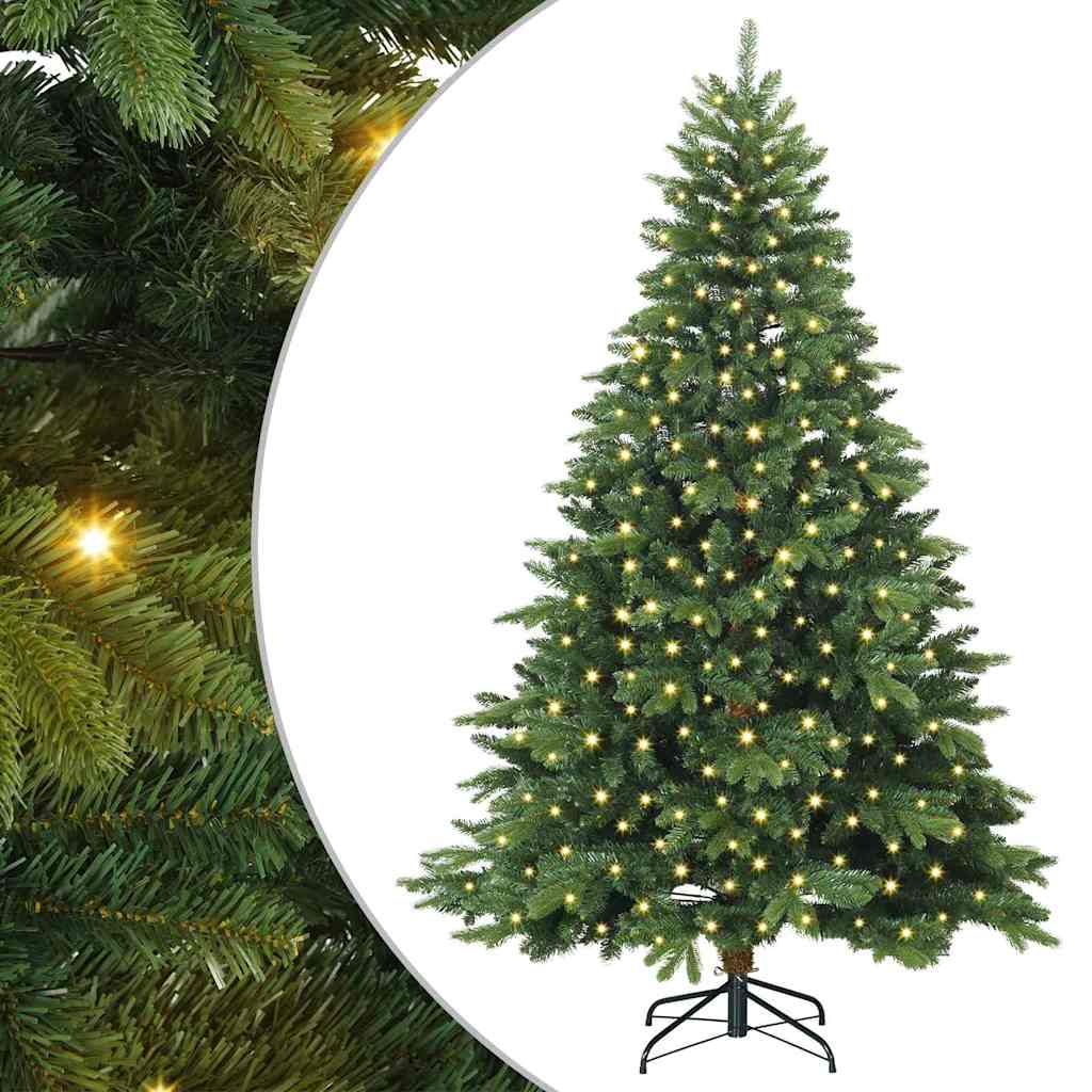 Kunstigt juletræ med 300 LED'er Grøn 180 cm PE og PVC