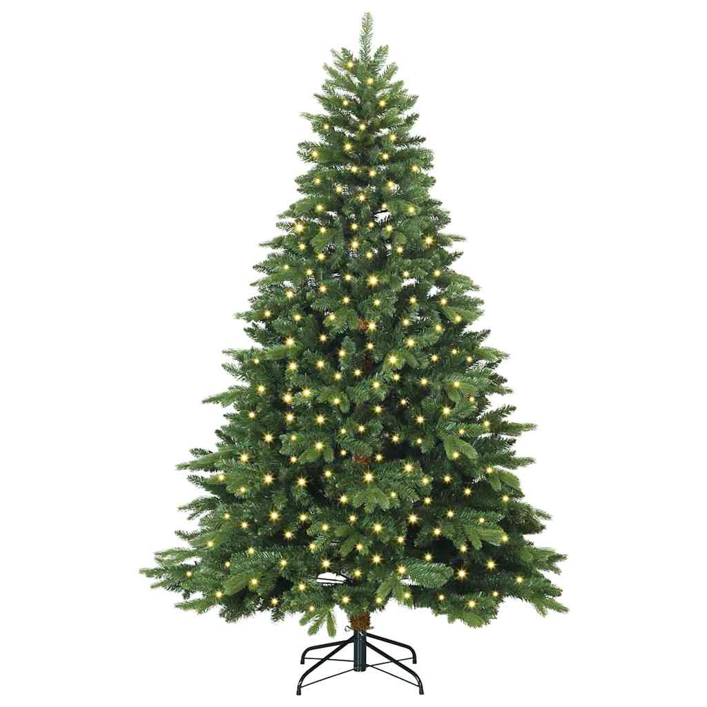 Kunstigt juletræ med 300 LED'er Grøn 210 cm PE og PVC