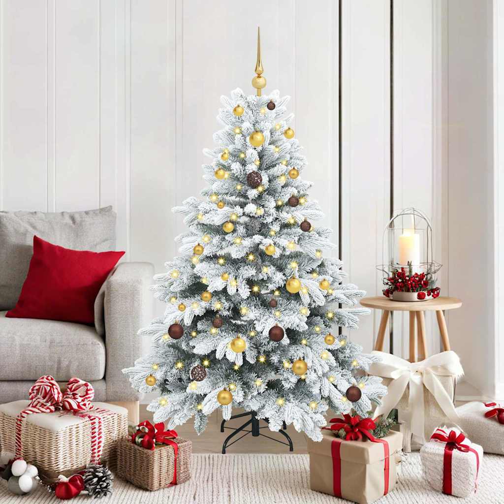 Kunstigt juletræ med 150 LED'er Hvid 150 cm PE og PVC