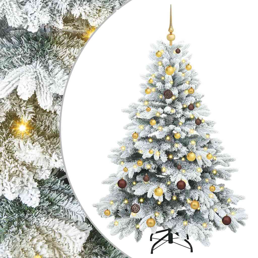 Kunstigt juletræ med 150 LED'er Hvid 150 cm PE og PVC