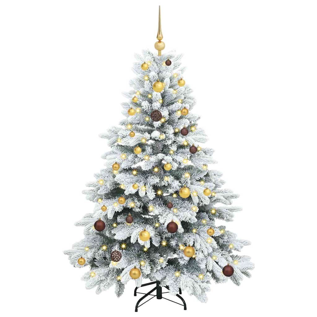 Kunstigt juletræ med 150 LED'er Hvid 150 cm PE og PVC