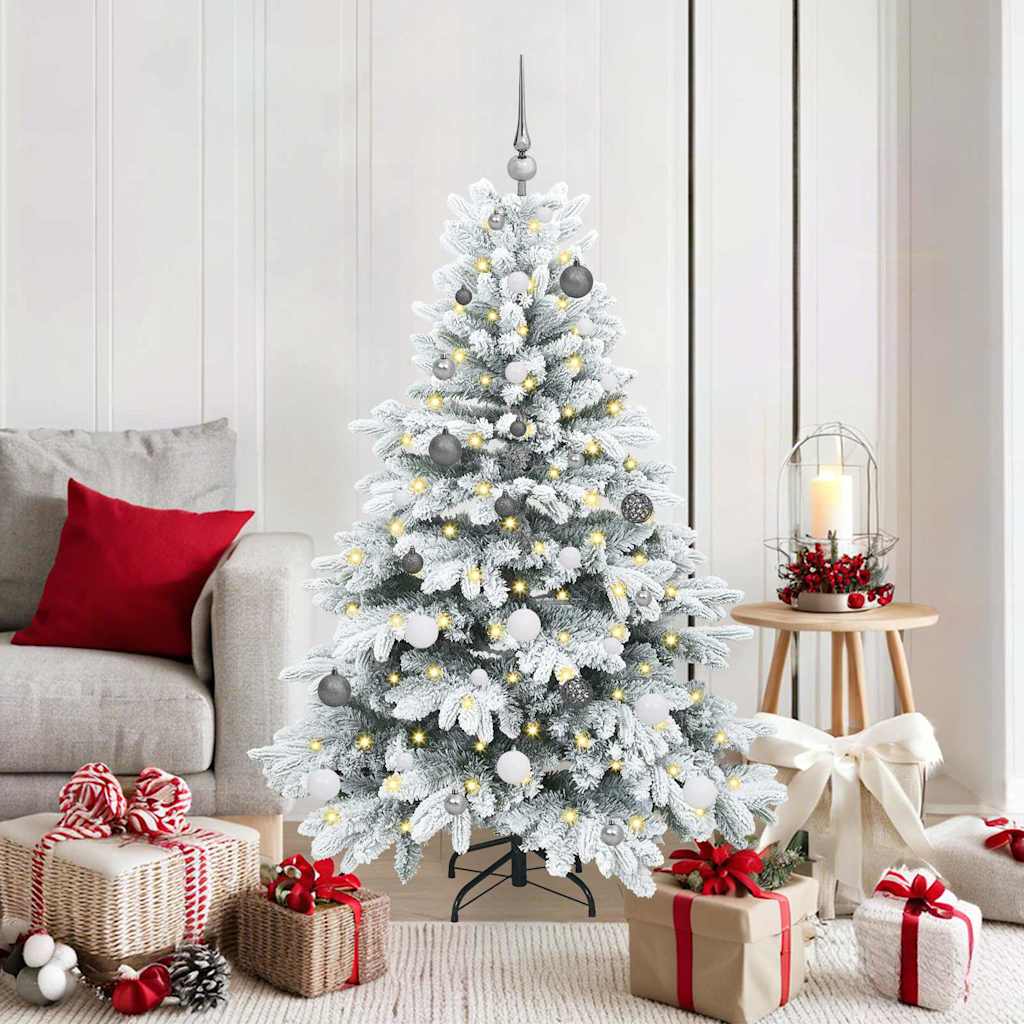 Kunstigt juletræ med 150 LED'er Hvid 150 cm PE og PVC