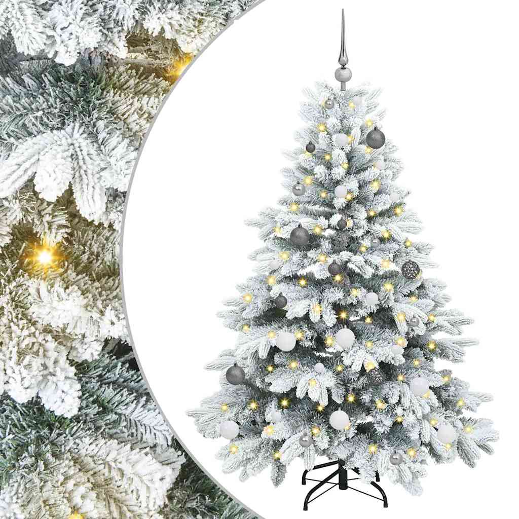 Kunstigt juletræ med 150 LED'er Hvid 150 cm PE og PVC