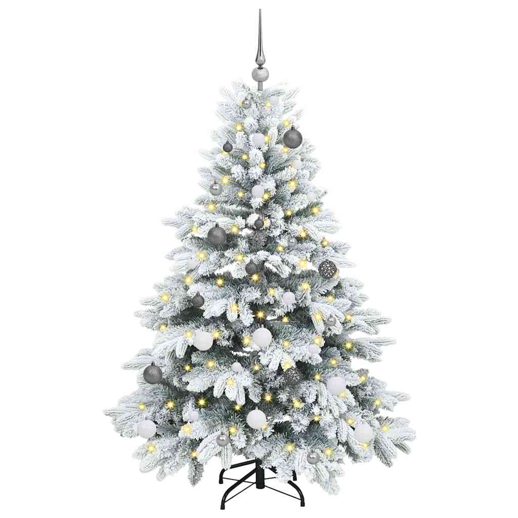 Kunstigt juletræ med 150 LED'er Hvid 150 cm PE og PVC