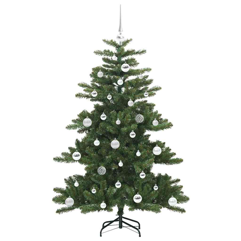 Kunstigt Hinged Juletræ med 150 LED'er Grøn 150 cm PVC og Stål
