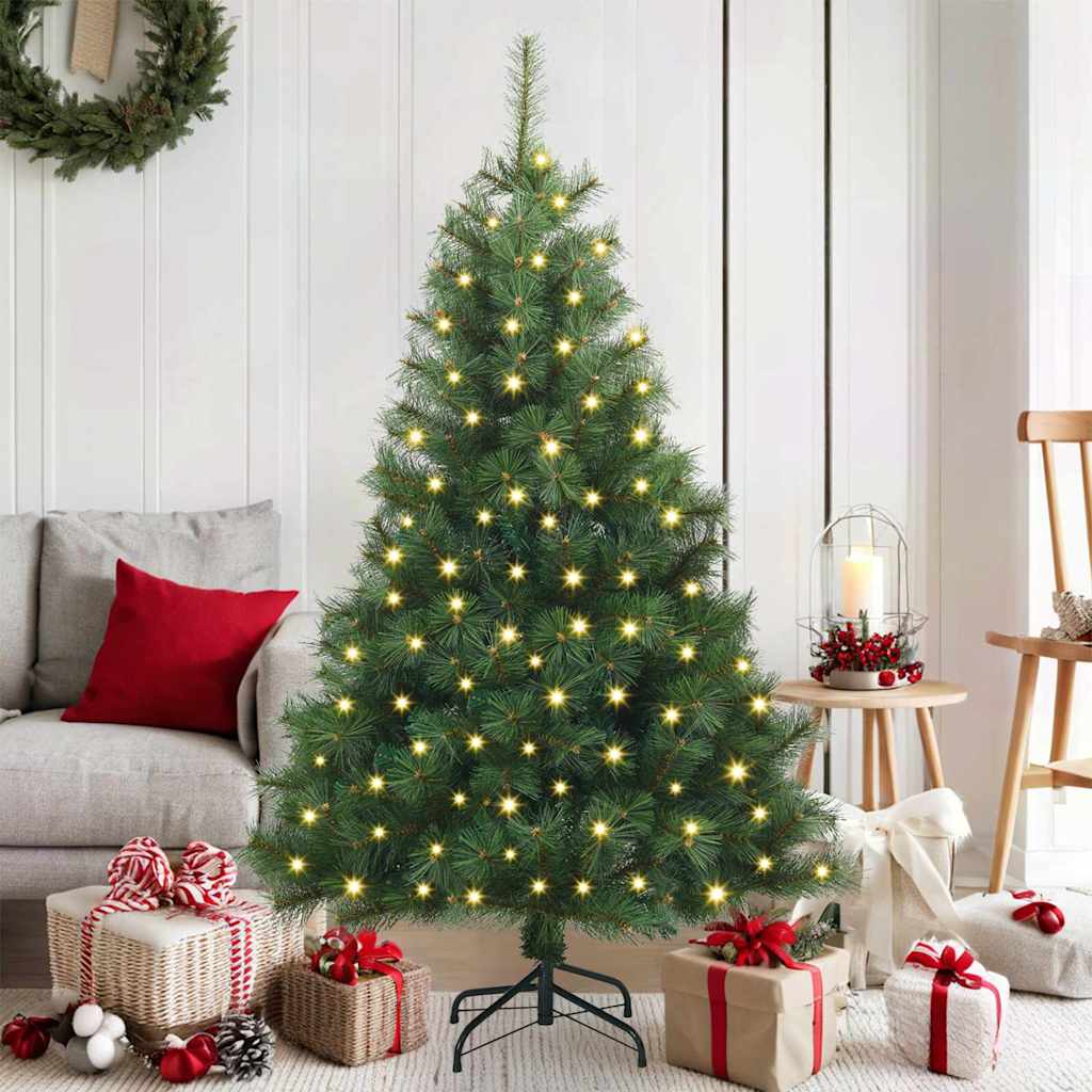 Kunstigt juletræ med 150 LED'er Grøn 150 cm PE og PVC
