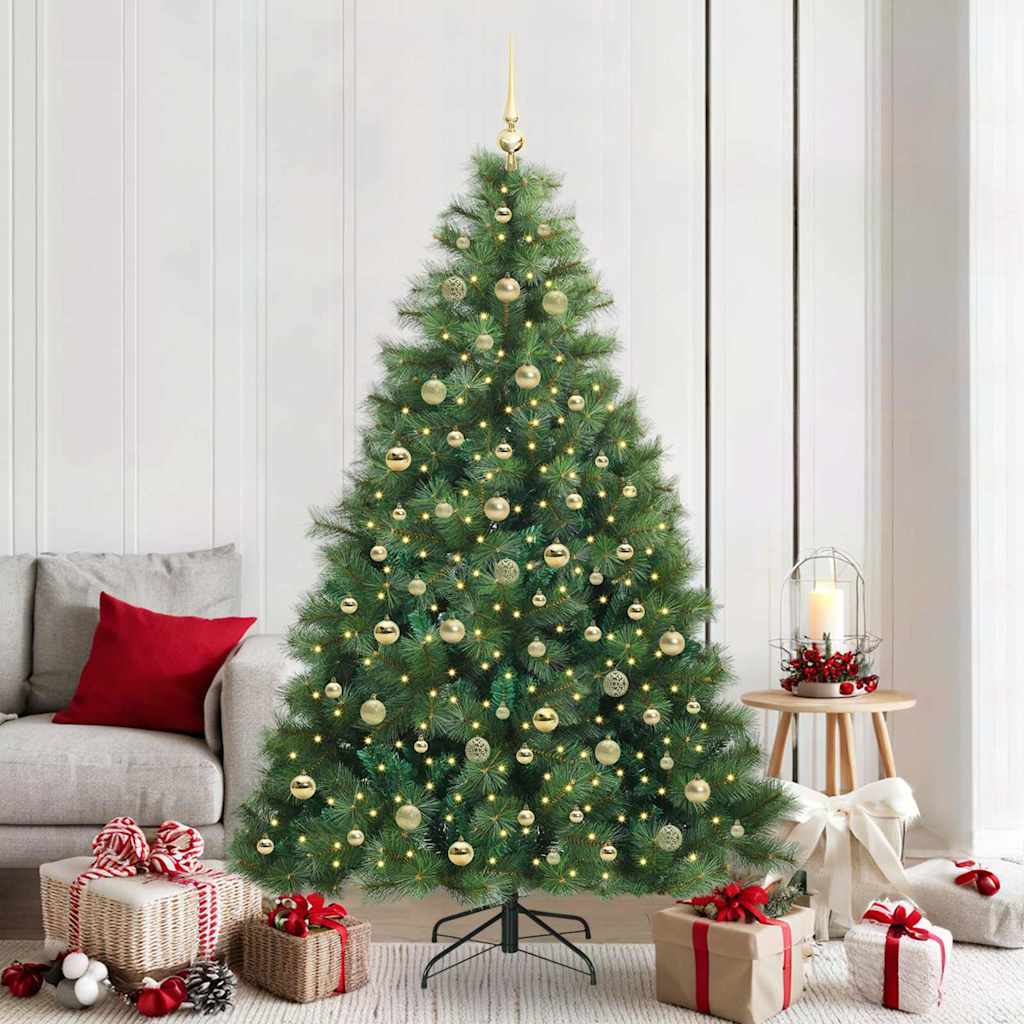 Kunstigt juletræ med 300 LED'er Grøn 210 cm PE og PVC