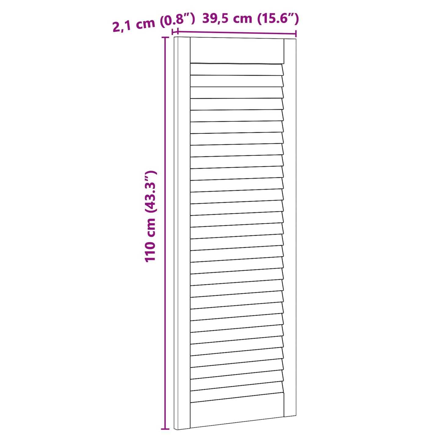 Skabsdør 2 pcs Naturfarvet 110 x 2,1 x 39,5 cm Massiv fyrretræ