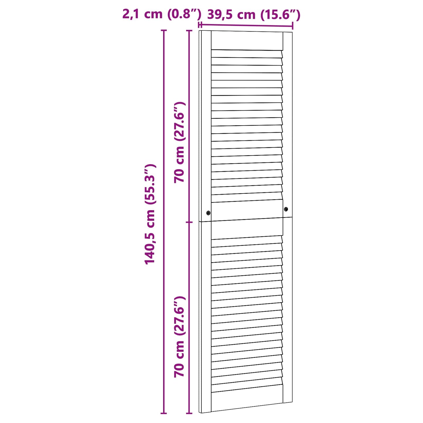 Skabsdør med dør 2 pcs Naturfarvet 140,5 x 2,1 x 39,5 cm