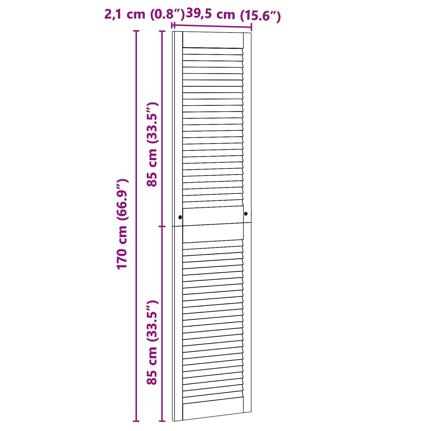 Skabsdør 2 pcs Naturfarvet 170 x 2,1 x 39,5 cm Massiv fyrretræ