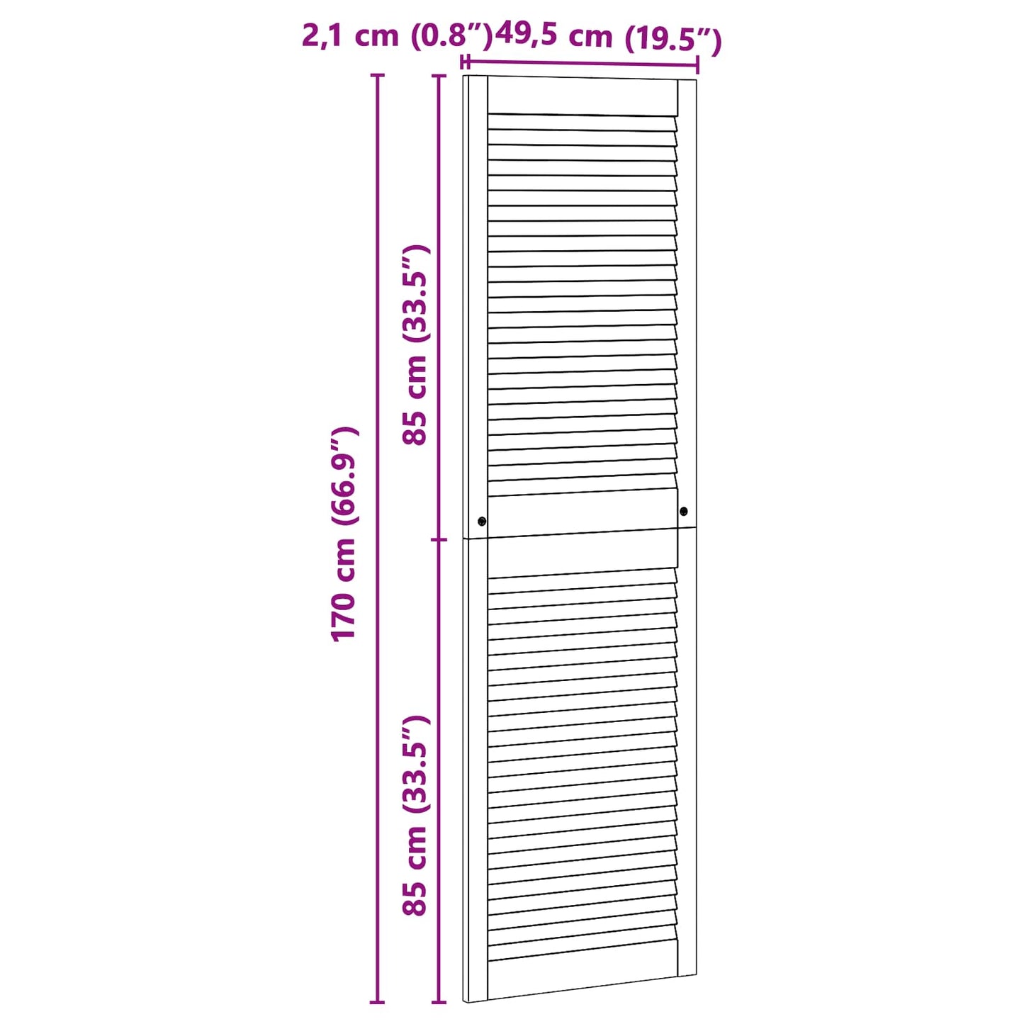 Skabsdør 2 pcs Naturfarvet 170 x 2,1 x 49,5 cm Massiv fyrretræ
