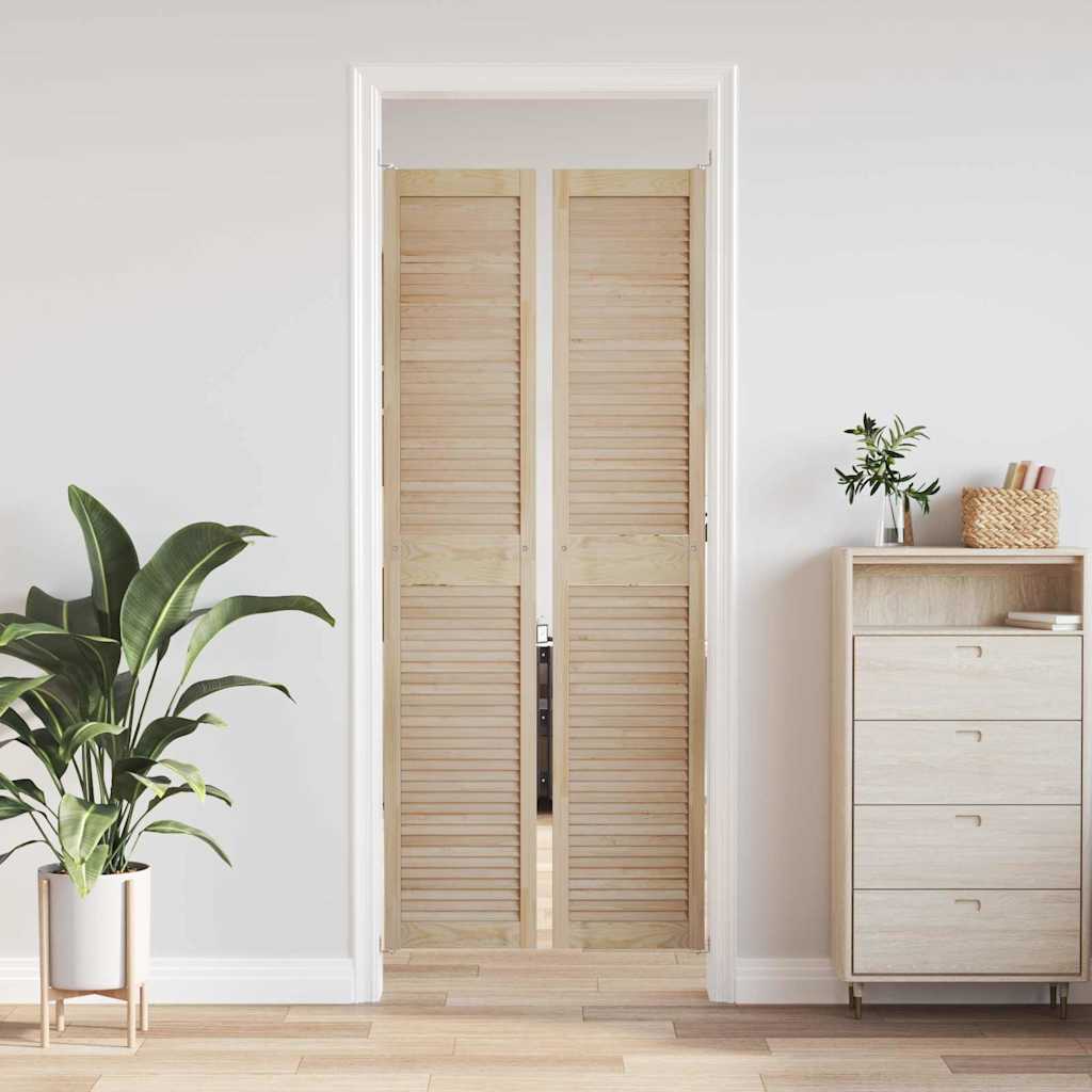 Skabsdør 2 pcs Naturfarvet 201 x 2,1 x 39,5 cm Massiv fyrretræ