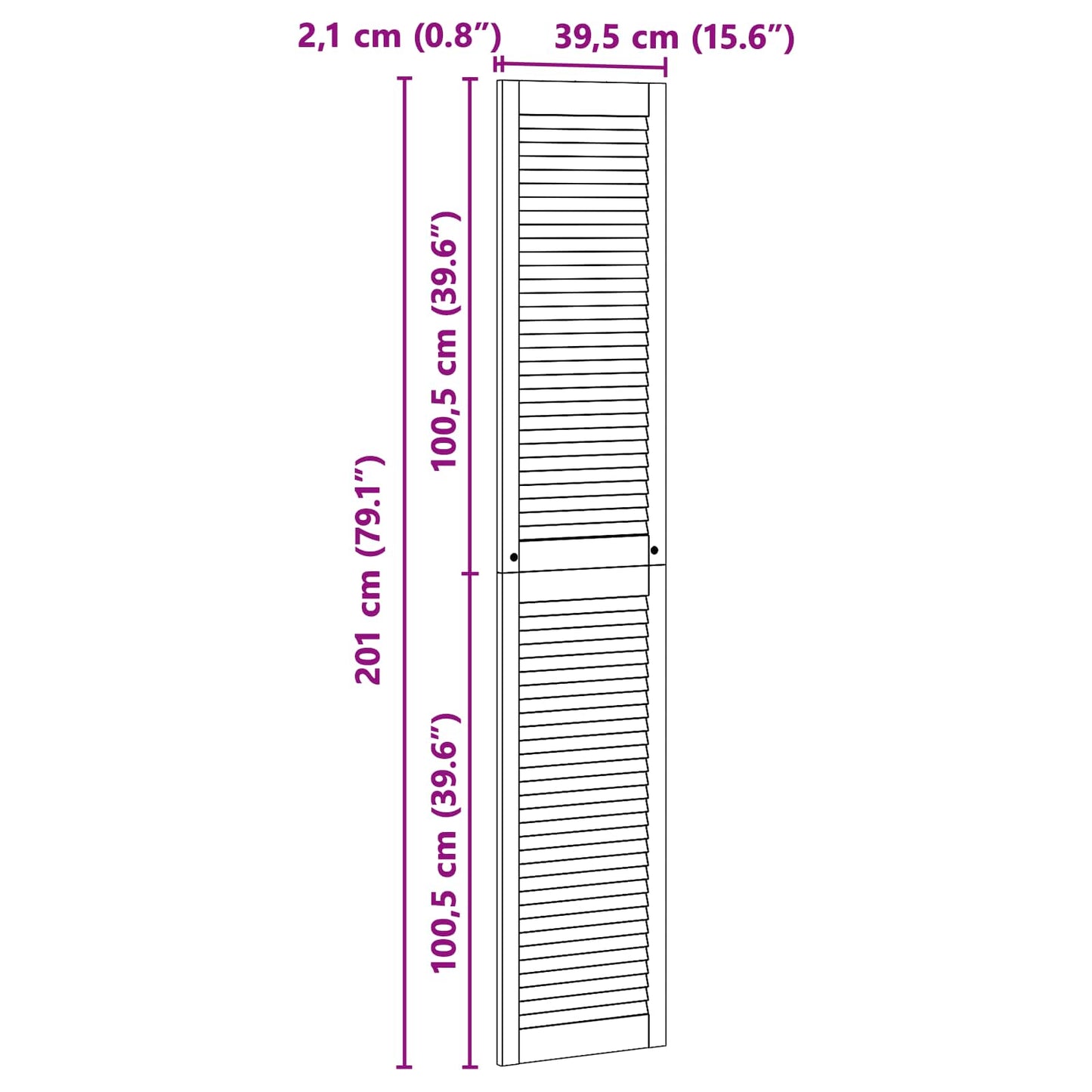 Skabsdør 2 pcs Naturfarvet 201 x 2,1 x 39,5 cm Massiv fyrretræ
