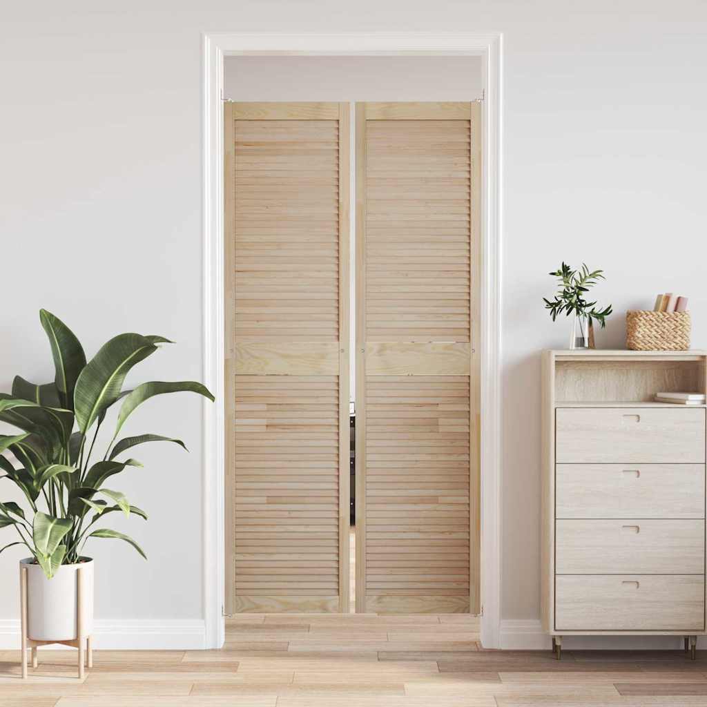 Skabsdør 2 pcs Naturfarvet 201 x 2,1 x 49,5 cm Massiv fyrretræ