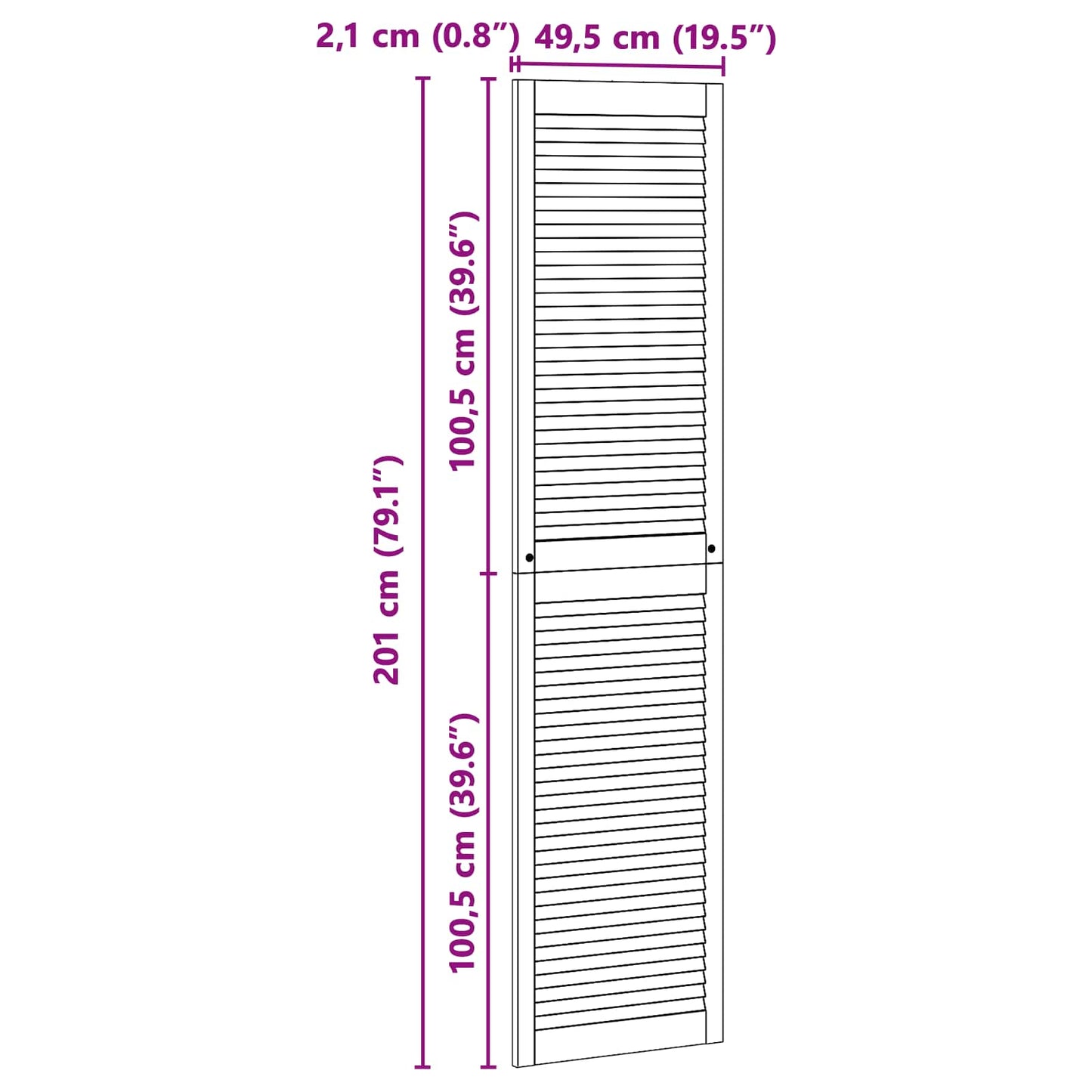 Skabsdør 2 pcs Naturfarvet 201 x 2,1 x 49,5 cm Massiv fyrretræ