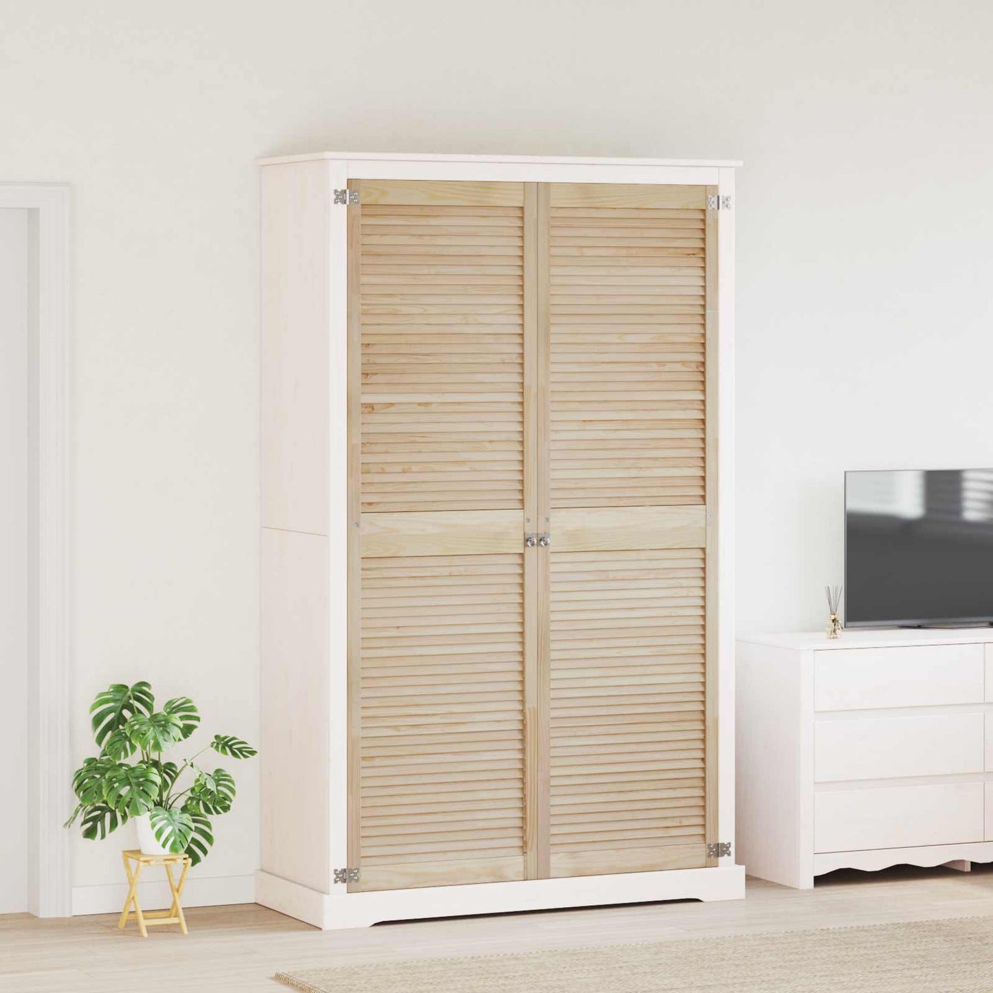 Skabsdør 2 pcs Naturfarvet 201 x 2,1 x 59,5 cm Massiv fyrretræ