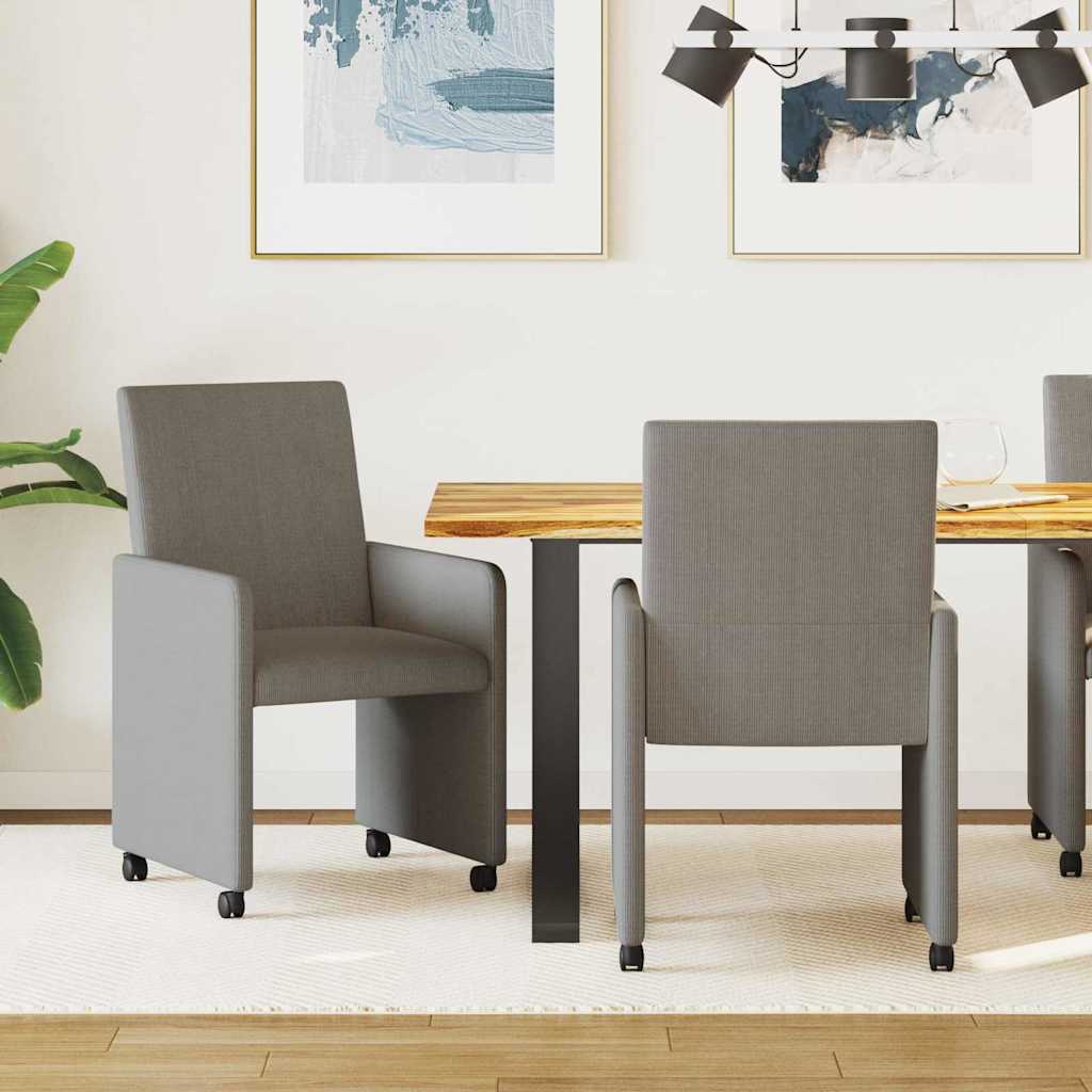 Spisebordsstole med hjul med hjul 2 pcs Lysegrå 57 x 66 x 94 cm