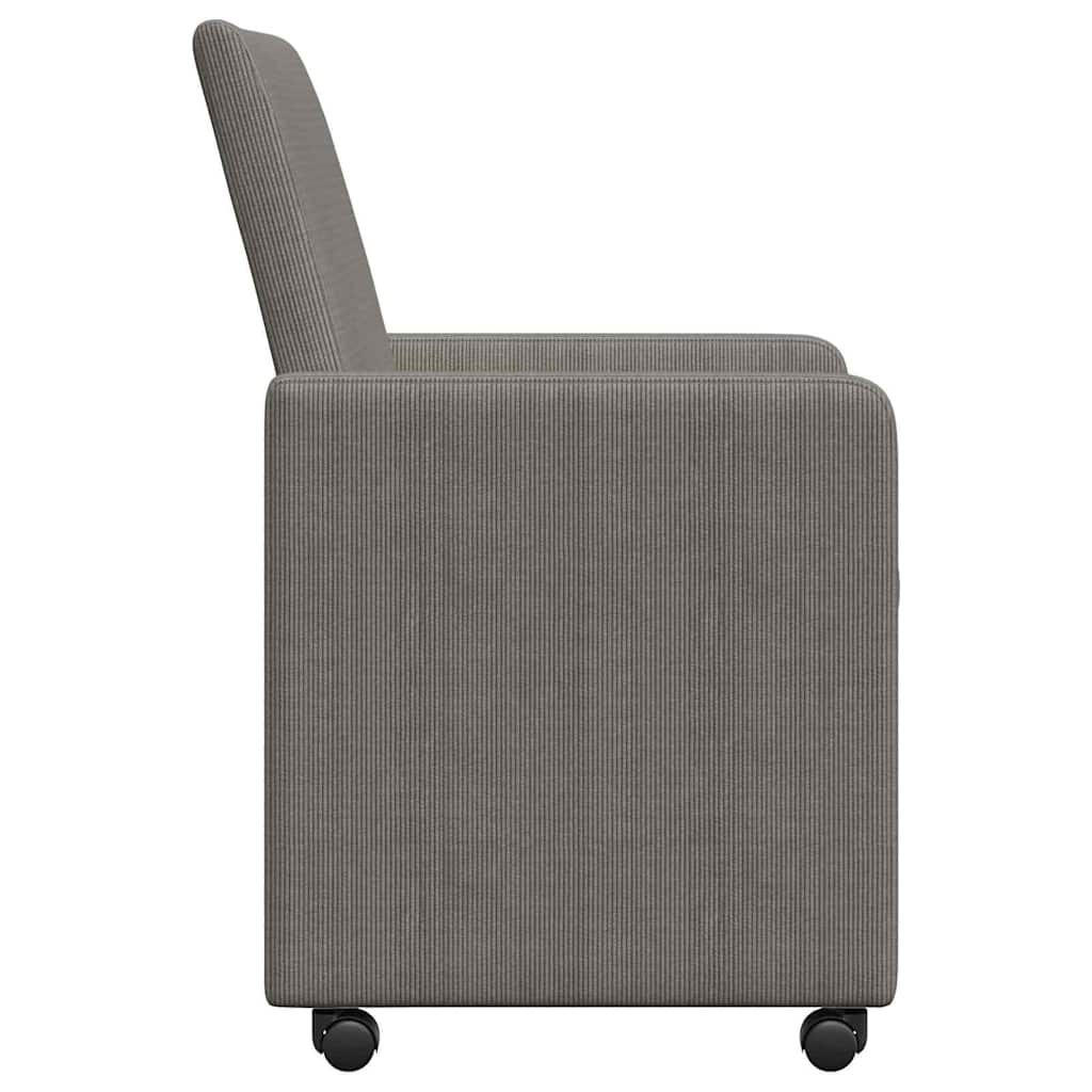 Spisebordsstole med hjul med hjul 2 pcs Lysegrå 57 x 66 x 94 cm
