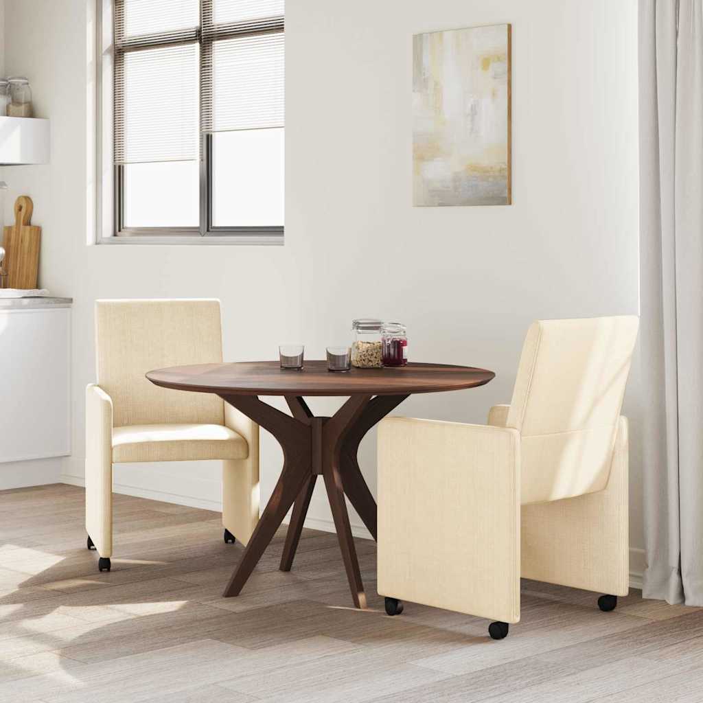 Spisebordsstole med hjul med hjul 2 pcs Creme 57 x 66 x 94 cm
