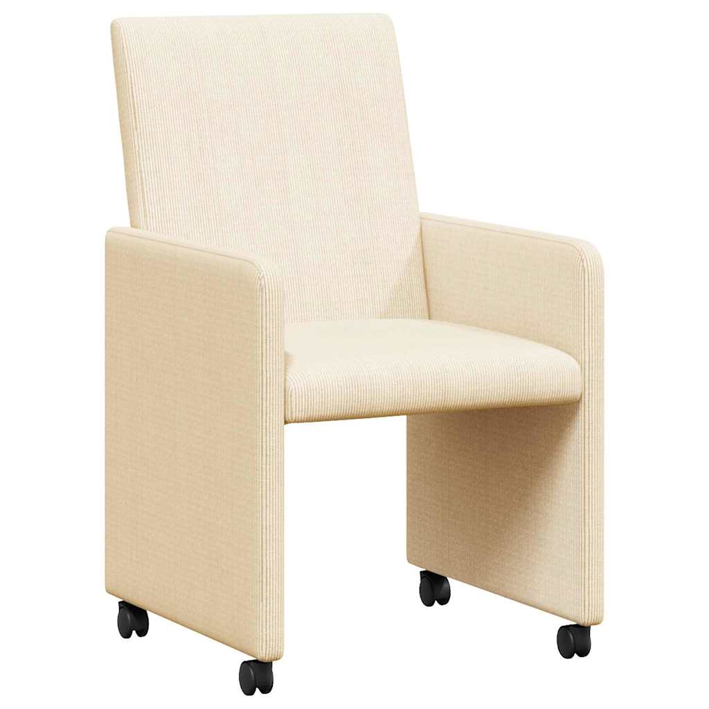 Spisebordsstole med hjul med hjul 2 pcs Creme 57 x 66 x 94 cm
