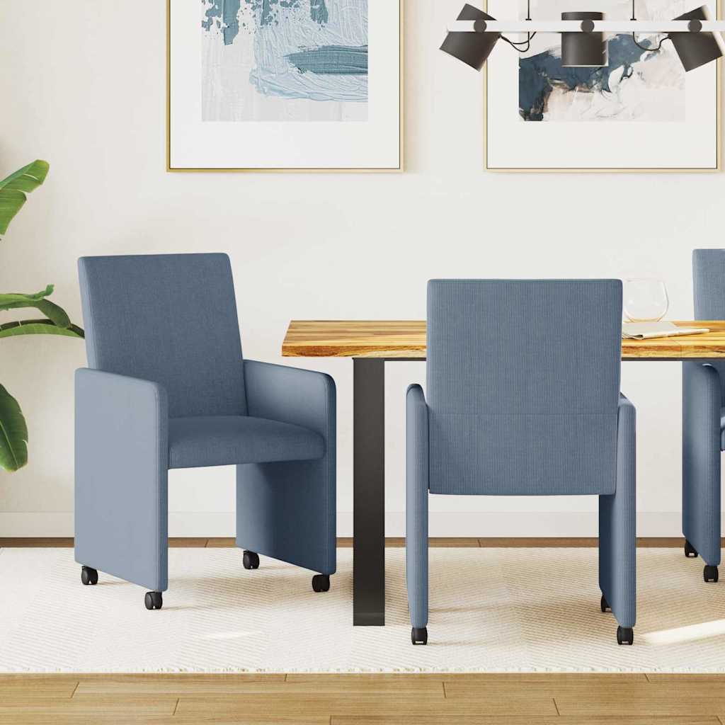 Spisebordsstole med hjul med hjul 2 pcs Blå 57 x 66 x 94 cm