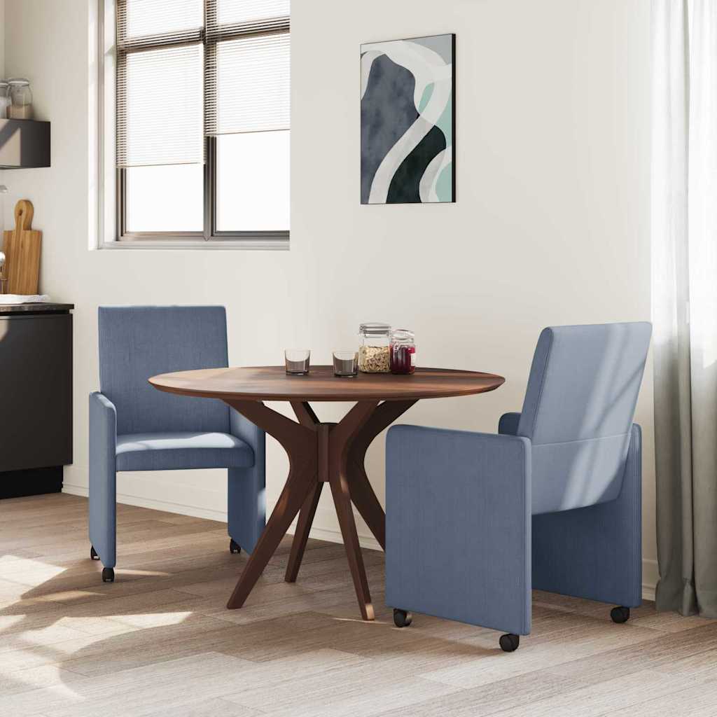 Spisebordsstole med hjul med hjul 2 pcs Blå 57 x 66 x 94 cm