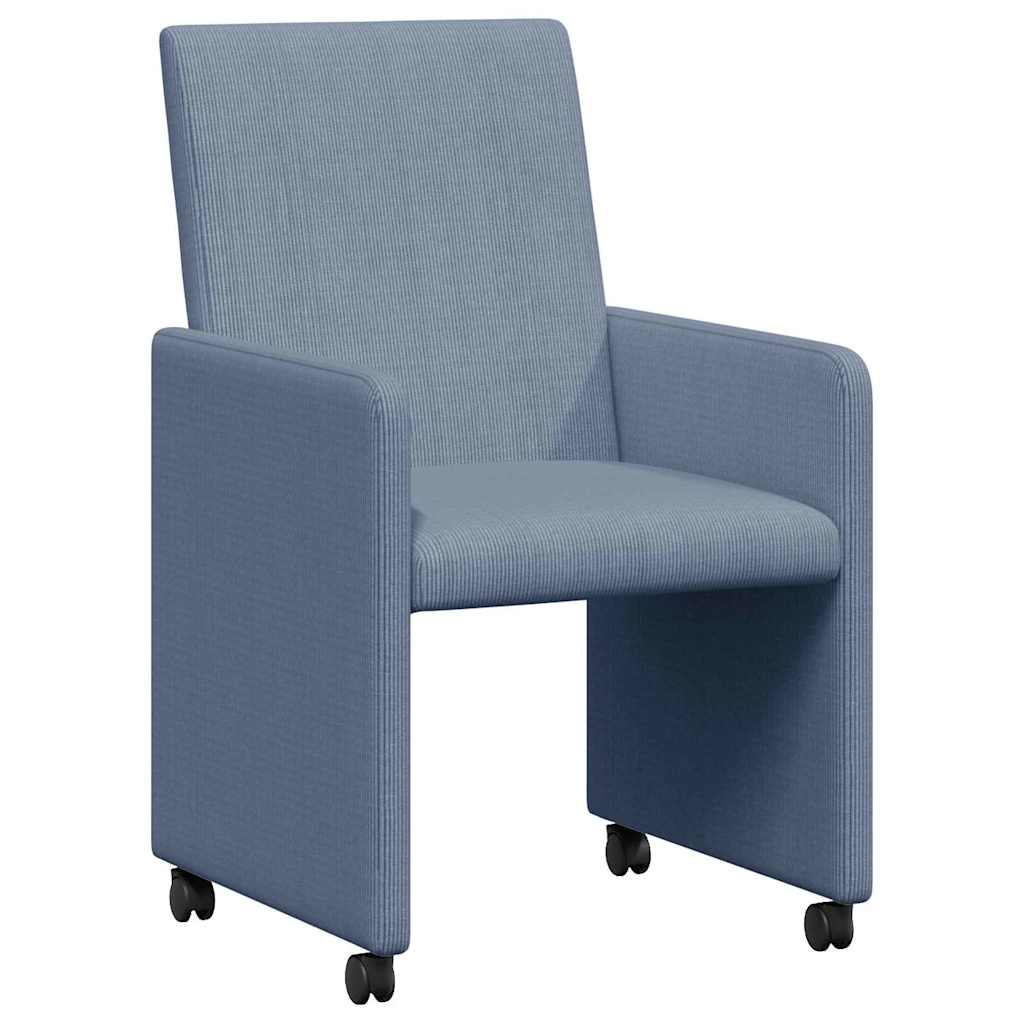 Spisebordsstole med hjul med hjul 2 pcs Blå 57 x 66 x 94 cm
