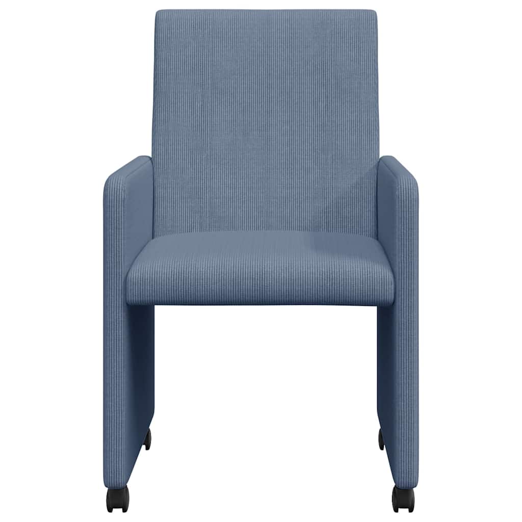 Spisebordsstole med hjul med hjul 2 pcs Blå 57 x 66 x 94 cm