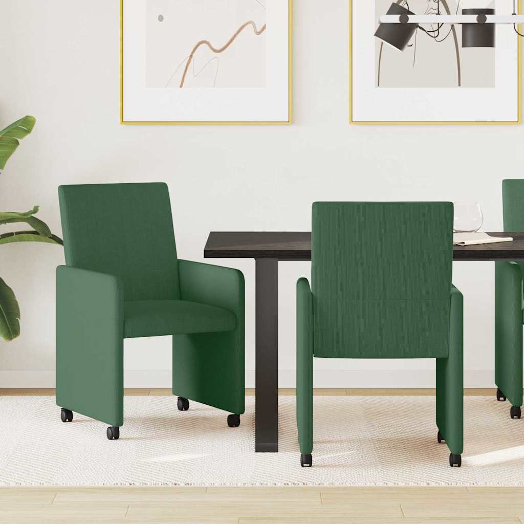 Spisebordsstole med hjul 2 pcs Grå grøn 57 x 66 x 94 cm
