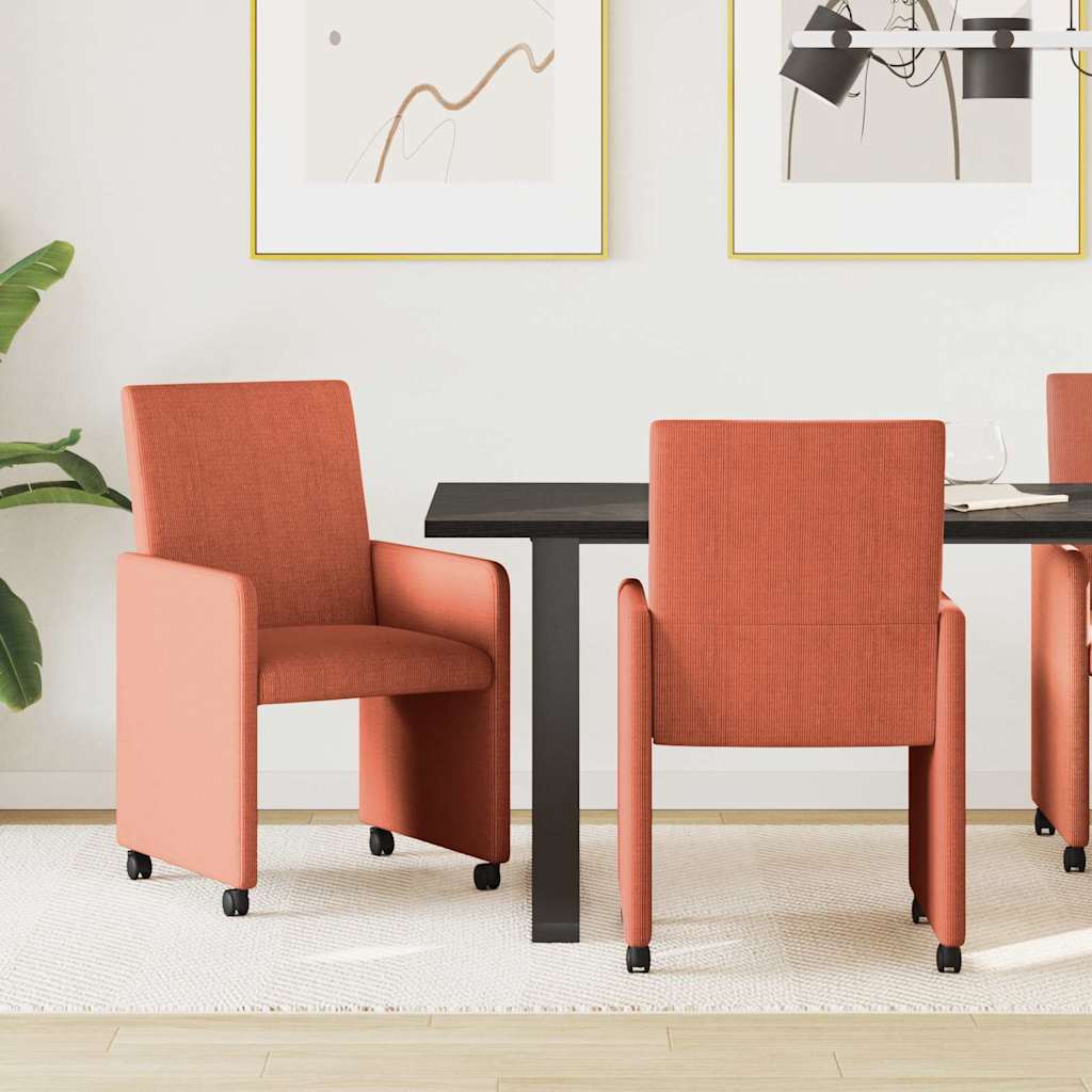 Spisebordsstole med hjul 2 pcs Rød orange 57 x 66 x 94 cm