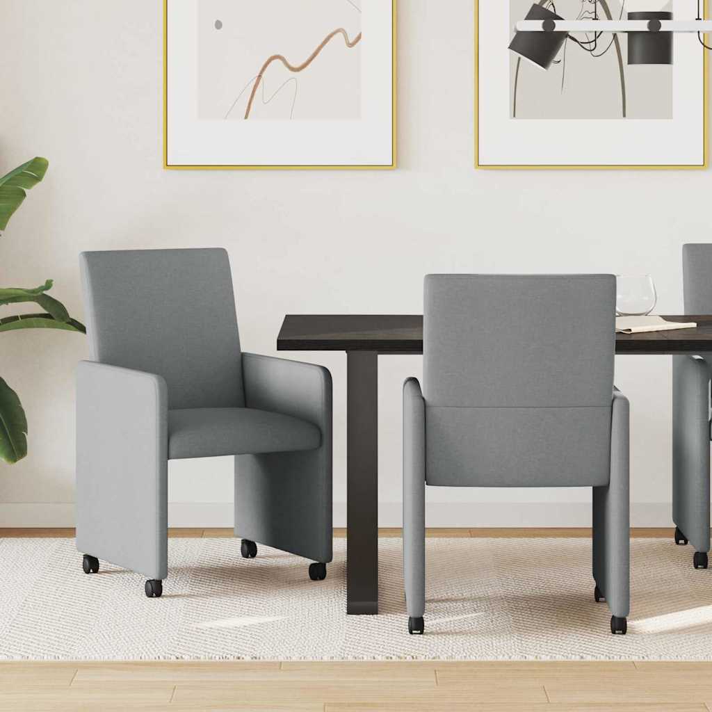 Spisebordsstole med hjul 2 pcs Lysegrå 57 x 66 x 94 cm Stof