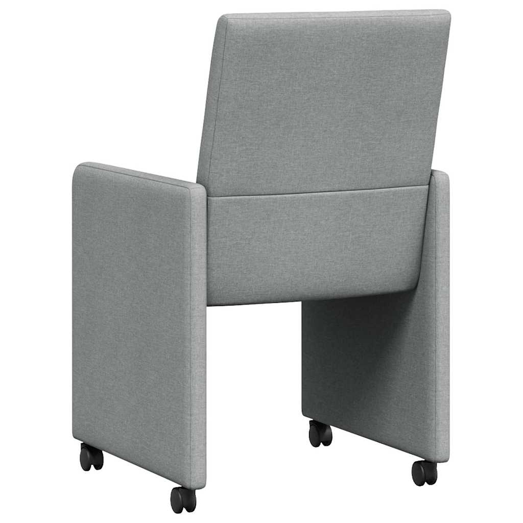 Spisebordsstole med hjul 2 pcs Lysegrå 57 x 66 x 94 cm Stof