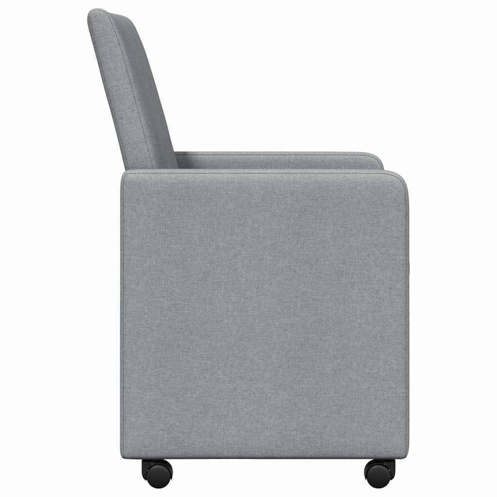 Spisebordsstole med hjul 2 pcs Lysegrå 57 x 66 x 94 cm Stof