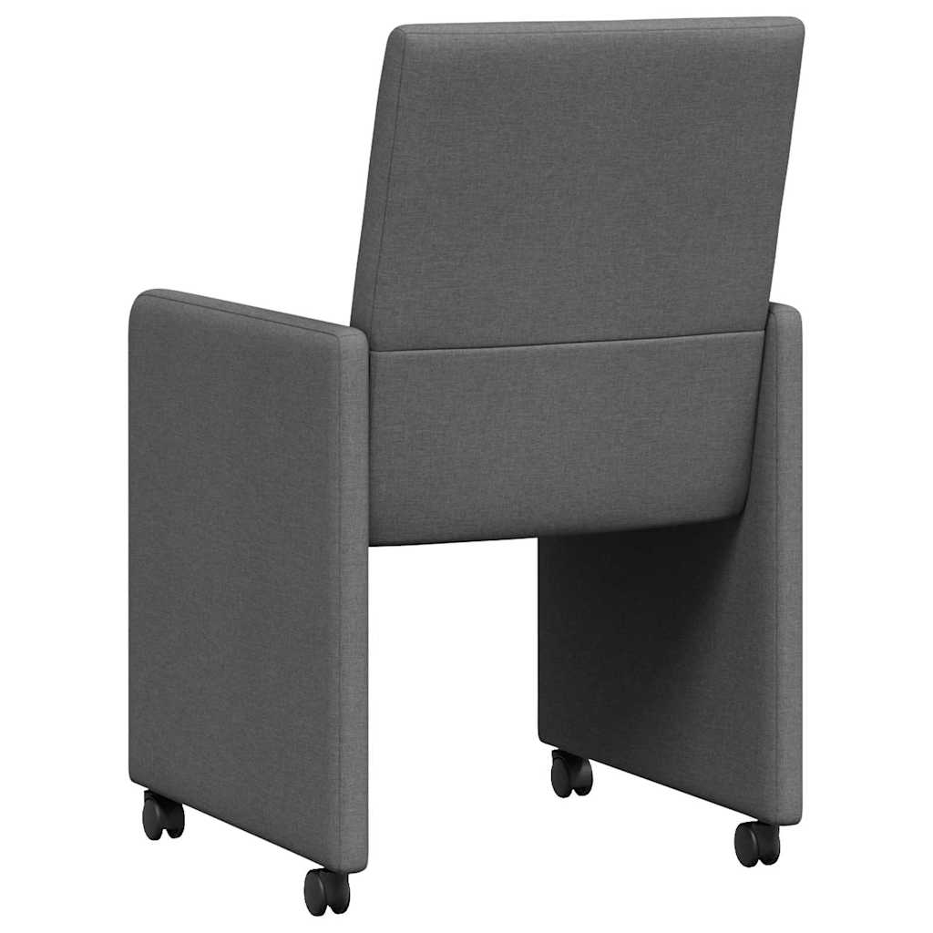 Spisebordsstole med hjul 2 pcs Mørkegrå 57 x 66 x 94 cm Stof
