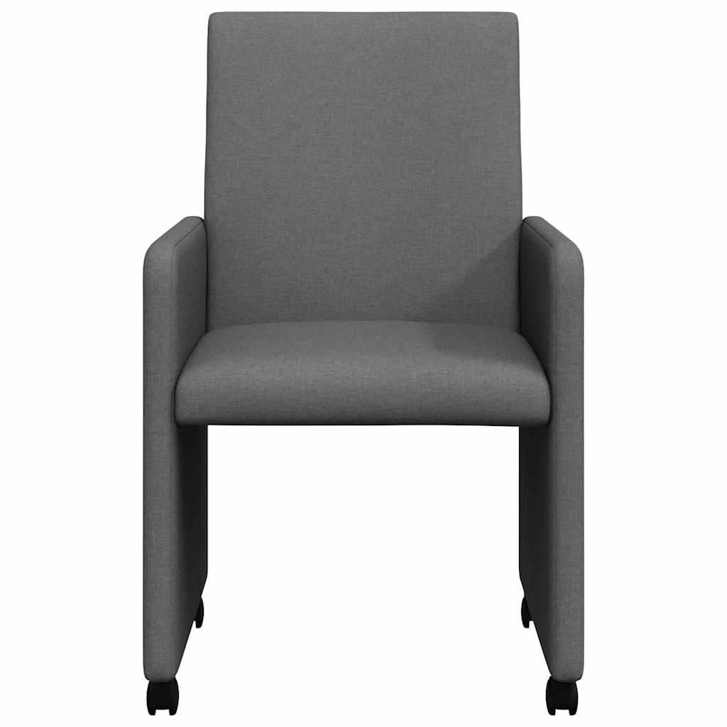 Spisebordsstole med hjul 2 pcs Mørkegrå 57 x 66 x 94 cm Stof