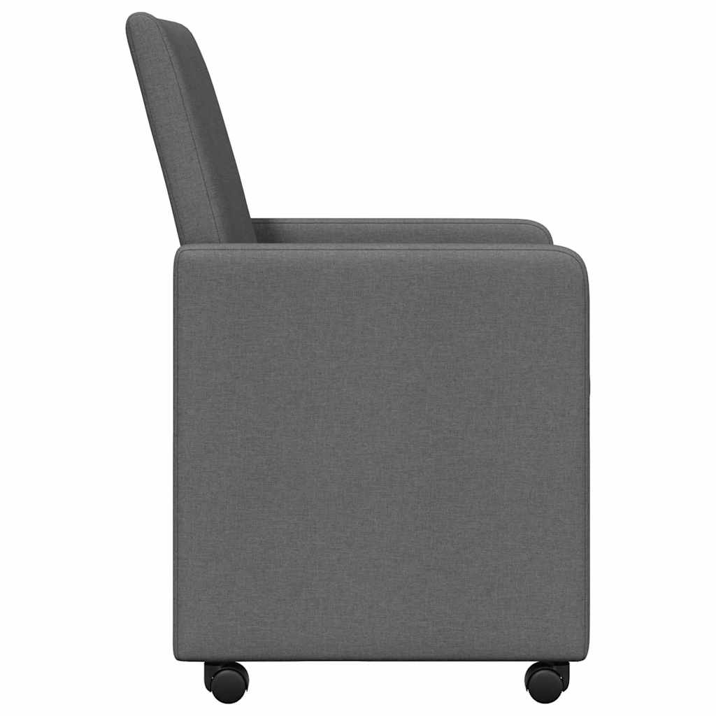 Spisebordsstole med hjul 2 pcs Mørkegrå 57 x 66 x 94 cm Stof