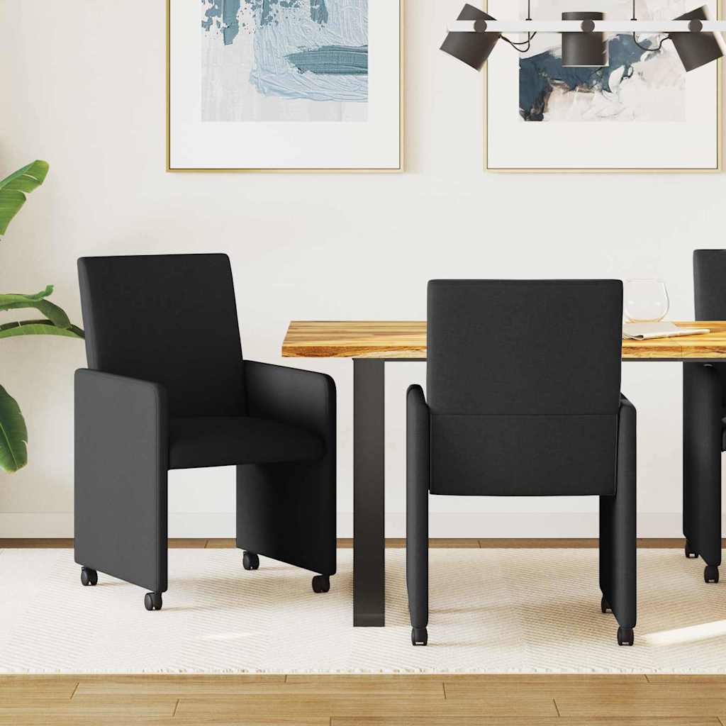 Spisebordsstole med hjul 2 pcs Sort 57 x 66 x 94 cm Stof