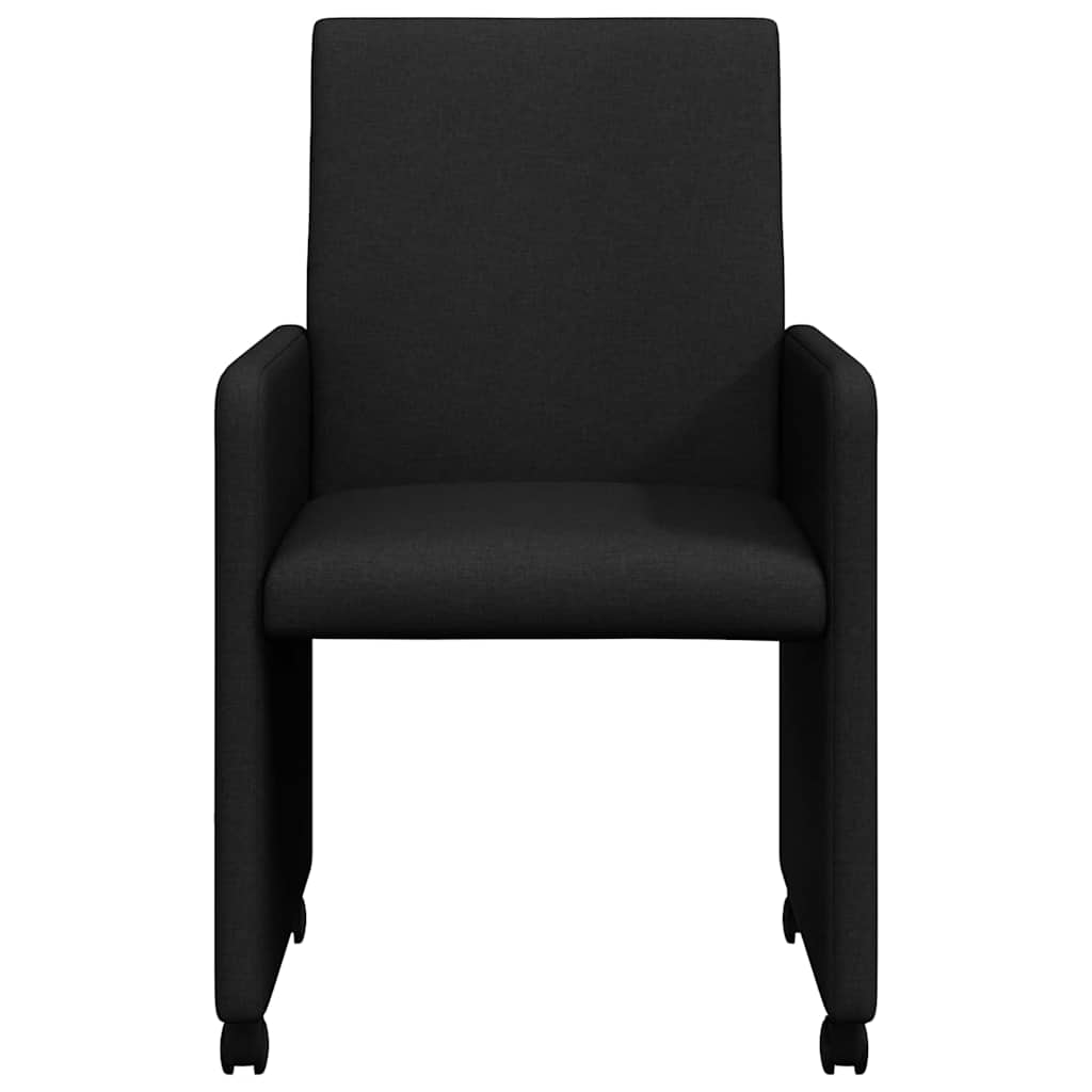 Spisebordsstole med hjul 2 pcs Sort 57 x 66 x 94 cm Stof